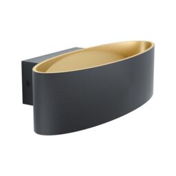 Loops Wall Light Colour Black Gold Shade Oval Transparent Plastic LED 10W Included