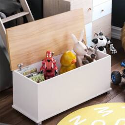 SPETLEK Chest Box Large Wooden Storage in White - thumbnail 4