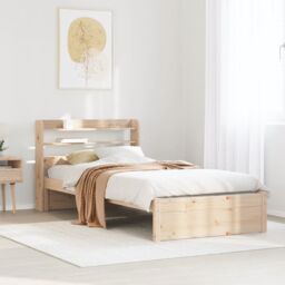 Berkfield Home Bed Frame with Headboard without Mattress 75x190 cm Small Single in Brown - thumbnail 1