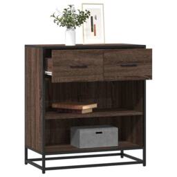 Berkfield Home Sideboard Brown Oak 68x35x76 cm Engineered Wood - Size: 68 x 35 x 76 cm - thumbnail 2