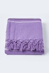 Homescapes Cotton Morocco Striped Throw in Mauve - Size: 255 cm x 360 cm - thumbnail 2