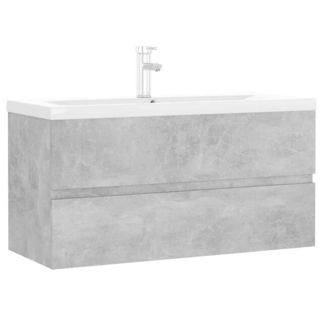 Berkfield Home Sink Cabinet with Built-in Basin Concrete Grey Engineered Wood - image 1