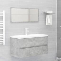 Berkfield Home Sink Cabinet with Built-in Basin Concrete Grey Engineered Wood - thumbnail 3