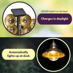 Marco Paul 4.7m Solar String Lights - UFO Style in Gold - thumbnail 6
