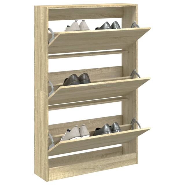 Berkfield Home Shoe Cabinet Sonoma Oak 80x21x125.5 cm Engineered Wood in Brown