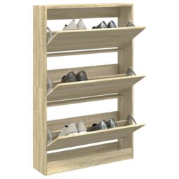 Berkfield Home Shoe Cabinet Sonoma Oak 80x21x125.5 cm Engineered Wood in Brown - thumbnail 1