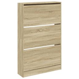 Berkfield Home Shoe Cabinet Sonoma Oak 80x21x125.5 cm Engineered Wood in Brown - thumbnail 4