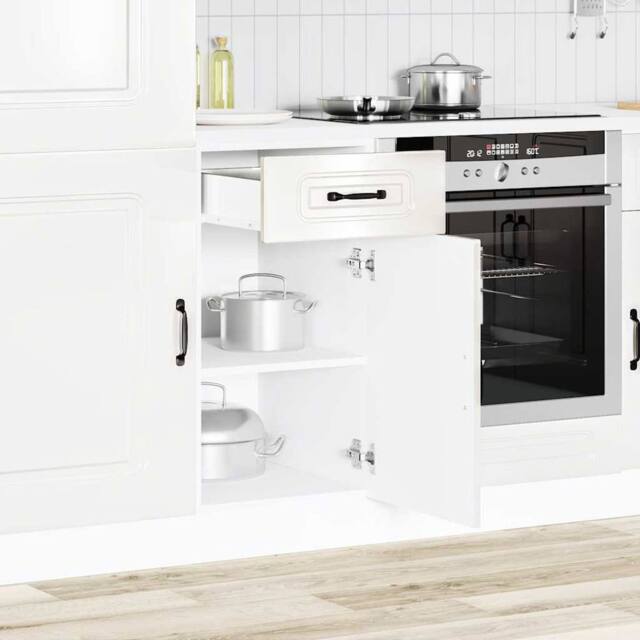 Berkfield Home Kitchen Base Cabinet Kalmar High Gloss White Engineered Wood - image 1