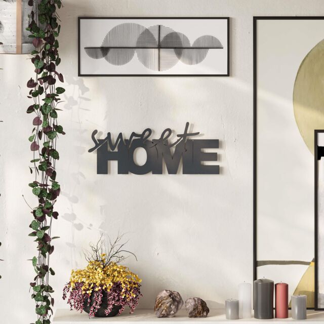 Decortie Modern 'Sweet Home' Metal Art Wall Home Decorative Ornament in Black - image 1