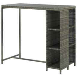 Berkfield Home Durable Bar Table with Storage Rack Grey 120x60x110 cm Poly Rattan - Size: 120 x 60 x 110 cm - thumbnail 4