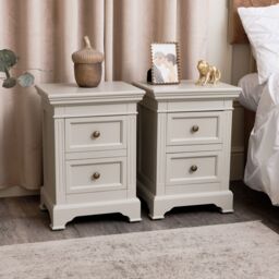 Melody Maison Pair Of Taupe-Grey Two Drawer Bedside Tables - Daventry Taupe-Grey Range in Taupe - thumbnail 6