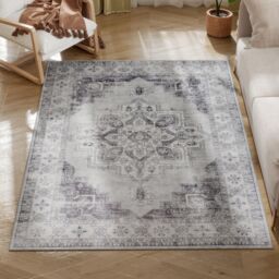 HOMCOM Flannel Non-Slip Washable Rug for Living Room, Grey - Size: 160 cm x 230 cm - thumbnail 2