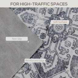 HOMCOM Flannel Non-Slip Washable Rug for Living Room, Grey - Size: 160 cm x 230 cm - thumbnail 4