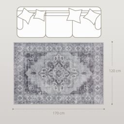HOMCOM Flannel Non-Slip Washable Rug for Living Room, Grey - Size: 160 cm x 230 cm - thumbnail 3