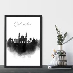 ARTZE Columbia Watercolour Skyline City Framed Print SIZE: A2 with Black Frame - Size: A4 - thumbnail 2