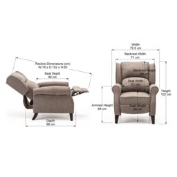 More4Homes Eaton Wing Back Fireside Herringbone Fabric Pushback Recliner Chair in Grey - thumbnail 7