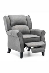 More4Homes Eaton Wing Back Fireside Herringbone Fabric Pushback Recliner Chair in Grey - thumbnail 3