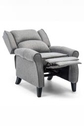 More4Homes Eaton Wing Back Fireside Herringbone Fabric Pushback Recliner Chair in Grey - thumbnail 4