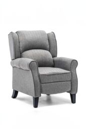 More4Homes Eaton Wing Back Fireside Herringbone Fabric Pushback Recliner Chair in Grey - thumbnail 2