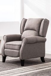 More4Homes Eaton Wing Back Fireside Herringbone Fabric Pushback Recliner Chair in Grey - thumbnail 1