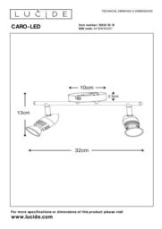 Lucide 'CARO' Non Dimmable Tiltable Indoor LED Twin Ceiling Spotlight GU10 in Grey - thumbnail 3