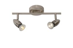 Lucide 'CARO' Non Dimmable Tiltable Indoor LED Twin Ceiling Spotlight GU10 in Grey - thumbnail 1