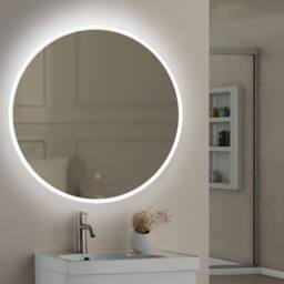 Bathroom Kingdom Lily Round Illuminated LED Mirror 800mm in Silver - thumbnail 1