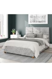 Aspire Caine Upholstered Ottoman Storage Bed, Mirazzi Velvet Fabric in Silver - Size: Double - thumbnail 1