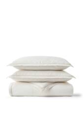 CHRISTY Seersucker Cotton Stripe Oxford Duvet Cover Set in Beige - Size: Single - thumbnail 2