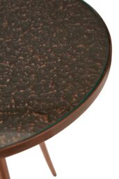 Orsina Textured Copper Finish Side Table-Metallic Tempered Glass Bedside Table-Handcrafted Small Table By Couch in Gold - thumbnail 4