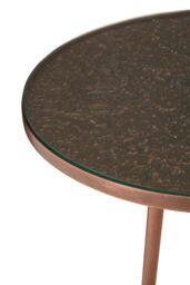 Orsina Textured Copper Finish Side Table-Metallic Tempered Glass Bedside Table-Handcrafted Small Table By Couch in Gold - thumbnail 3