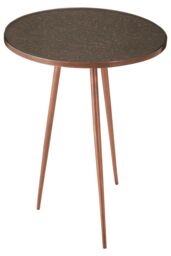 Orsina Textured Copper Finish Side Table-Metallic Tempered Glass Bedside Table-Handcrafted Small Table By Couch in Gold - thumbnail 1