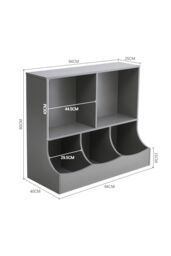 Living and Home 80cm H Double Layer Open Toy Clothing and Bookcase Management Cabinet in Grey - thumbnail 6