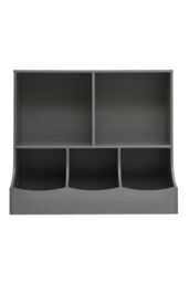 Living and Home 80cm H Double Layer Open Toy Clothing and Bookcase Management Cabinet in Grey - thumbnail 4