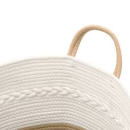 Berkfield Home Storage Basket Beige & White √ò43x38 cm Cotton - Size: 43x38 cm - thumbnail 6
