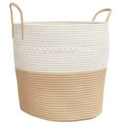 Berkfield Home Storage Basket Beige & White √ò43x38 cm Cotton - Size: 43x38 cm