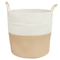 Berkfield Home Storage Basket Beige & White √ò43x38 cm Cotton - Size: 43x38 cm - thumbnail 4
