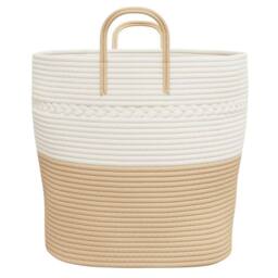 Berkfield Home Storage Basket Beige & White √ò43x38 cm Cotton - Size: 43x38 cm - thumbnail 5