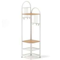 Costway 4-Tier Coat Rack 180cm Tall Entryway Shoes Shelf Organizer-Natural in Natural