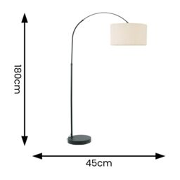 ValueLights Louis Black Arched Curved Floor Lamp with Boucle Drum Lamp Shade in Cream - thumbnail 4