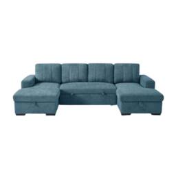 Stratus Interiors Modern Fabric U-Shaped Corner Sofa Bed with Lift-Up Storage in Teal - thumbnail 1