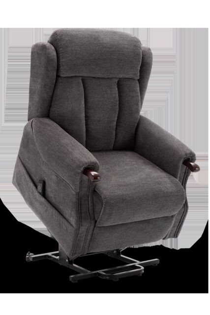 More4Homes Halton Fabric Heavy Duty Dual Motor Rise Recliner Lift Mobility Chair in Charcoal - image 1