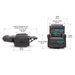 More4Homes Halton Fabric Heavy Duty Dual Motor Rise Recliner Lift Mobility Chair in Charcoal - thumbnail 7