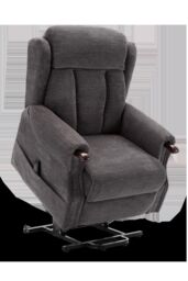 More4Homes Halton Fabric Heavy Duty Dual Motor Rise Recliner Lift Mobility Chair in Charcoal - thumbnail 1