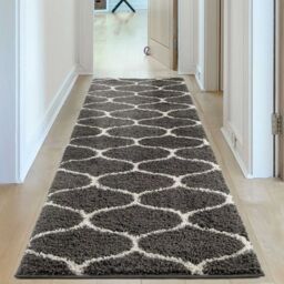 THE RUGS Soft Trellis Shaggy Rugs & Runners Dark Grey Living Room - Size: 120 cm x 170 cm - thumbnail 9