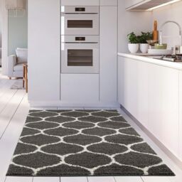 THE RUGS Soft Trellis Shaggy Rugs & Runners Dark Grey Living Room - Size: 120 cm x 170 cm - thumbnail 6
