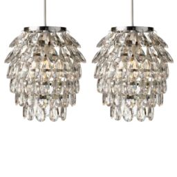 First Choice Lighting Set of 2 Pineapple - Chrome & Clear Jewelled Pendant Lightshades - thumbnail 1