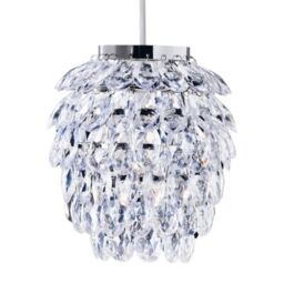 First Choice Lighting Set of 2 Pineapple - Chrome & Clear Jewelled Pendant Lightshades - thumbnail 4