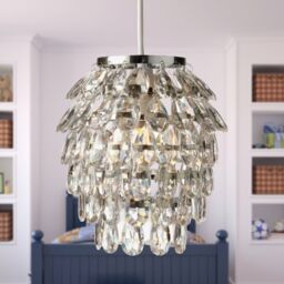 First Choice Lighting Set of 2 Pineapple - Chrome & Clear Jewelled Pendant Lightshades - thumbnail 5