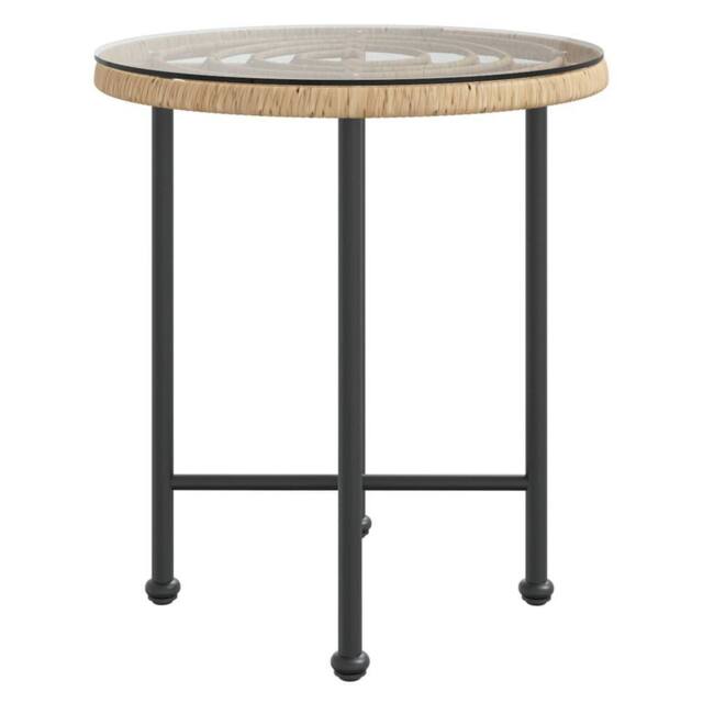 Berkfield Home Sturdy Dining Table Ã˜50 cm Tempered Glass & Steel in Brown - image 1